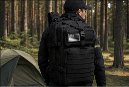 Sac à Dos Tactique Noir Imperméable MOLLE 45L