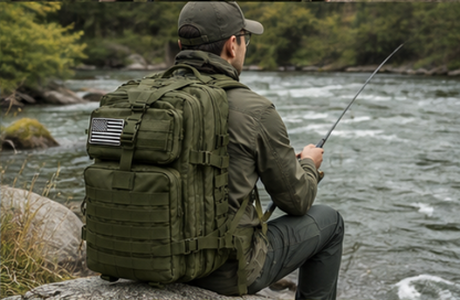 Sac à Dos Tactique Kaki Imperméable MOLLE 45L