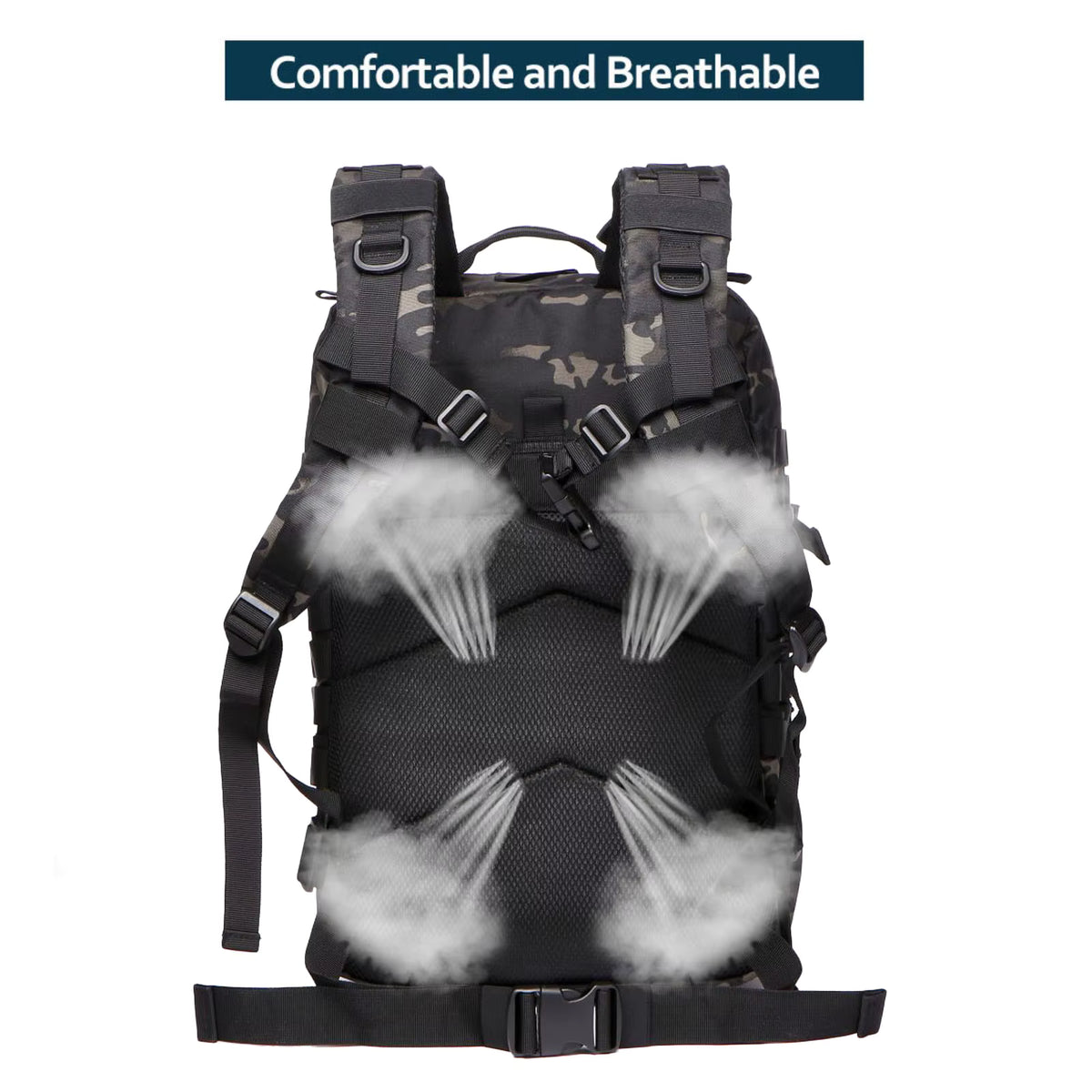 Sac à Dos Tactique Kaki Imperméable MOLLE 45L